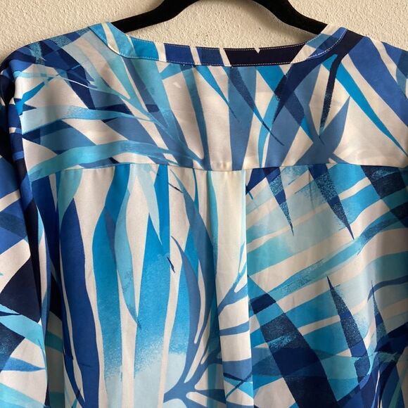 JM Collection Island Brezze half button down blouse sz L NWT - Picture 8 of 8